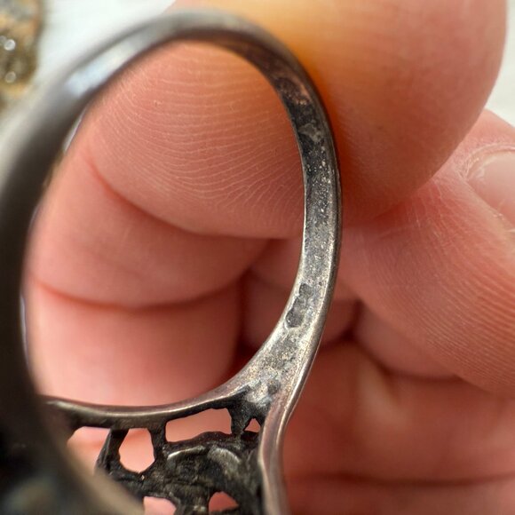 Sterling Silver Open Work Honeycomb Cocktail Ring Size 5.75 3.06g - Picture 8 of 8